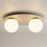 Solar plafondlamp opaalwit glas 2-lichts mokka plafondlamp met ronde bol - 40 cm breed