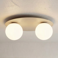 Solar plafondlamp opaalwit glas 2-lichts mokka