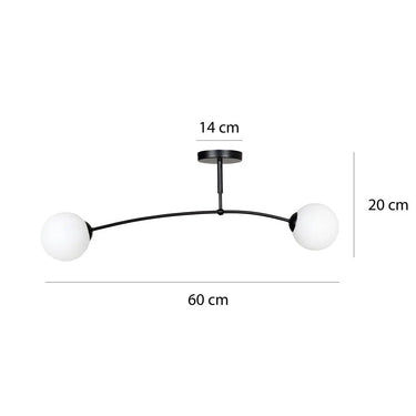 PREGOS 2-lichts plafondlamp - Wit glas