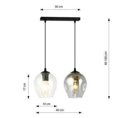 ISTAR 2-lichts hanglamp - Mix glas