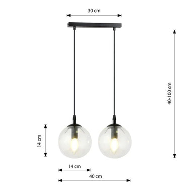COSMO 2-lichts hanglamp - Helder glas