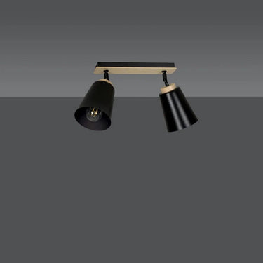 ATLAS 2-lichts plafondlamp - Zwart hout