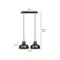 IBOR 2-lichts hanglamp - Zwart met goud accent - afbeelding 2