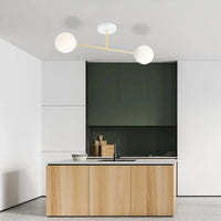 MAGNUM 2-lichts plafondlamp - Wit glas - Goud frame - afbeelding 2