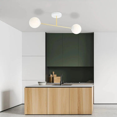 MAGNUM 2-lichts plafondlamp - Wit glas - Goud frame