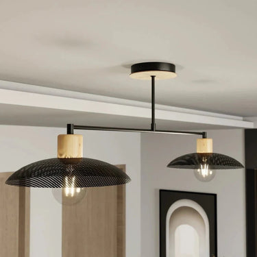 KOBE 2-lichts hanglamp - Zwart metaal