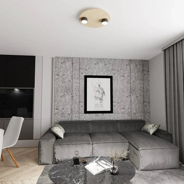 PIXO 2-lichts plafondlamp - Zwart frame multiplex