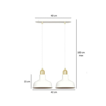 IBOR 2-lichts hanglamp - Wit met gouden accenten