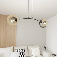 DISC 2-lichts hanglamp - Zwart met houtaccent - afbeelding 2