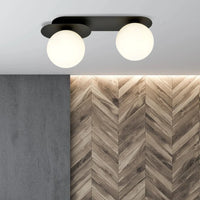 PLAZA 2-lichts plafondlamp - Wit glas - Zwart frame - afbeelding 2