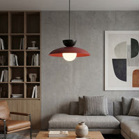 Mulan hanglamp wit glas 2-lichts bordeaux
