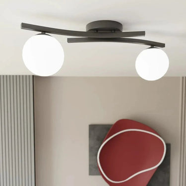 OPUS 2-lichts plafondlamp - Wit glas - Zwart frame