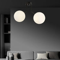 NOVA 2-lichts plafondlamp - Wit glas - Zwart frame - afbeelding 2