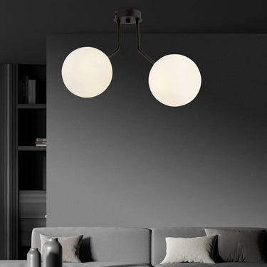 NOVA 2-lichts plafondlamp - Wit glas - Zwart frame