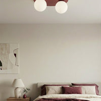 Solar plafondlamp opaalwit glas 2-lichts bordeaux