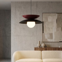 Nagoya hanglamp wit glas 2-lichts zwart bordeaux