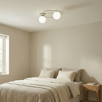 Sopra plafondlamp opaalwit glas 2-lichts mokka