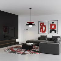 Nagoya hanglamp wit glas 2-lichts zwart bordeaux hanglamp met lampenkap - afbeelding 5