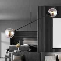 LINEAR 2-lichts hanglamp - Smoked glas hanglamp met ronde bol - afbeelding 5