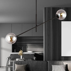 LINEAR 2-light pendant lamp - Smoked glass