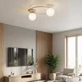 Sopra plafondlamp opaalwit glas 2-lichts mokka plafondlamp met ronde bol - afbeelding 5