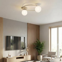 Sopra plafondlamp opaalwit glas 2-lichts mokka plafondlamp met ronde bol - afbeelding 5