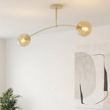 Pregos plafondlamp amber glas 2-lichts amber plafondlamp met ronde bol - afbeelding 5