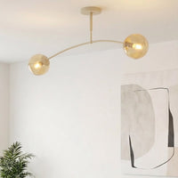 Pregos plafondlamp amber glas 2-lichts amber plafondlamp met ronde bol - afbeelding 5