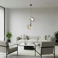 VANILLA 2-lichts hanglamp - Beige frame hanglamp met lampenkap - uit de Vanila-serie