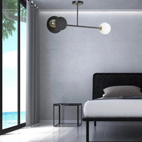 MINERVA 2-lichts plafondlamp - Zwart wit plafondlamp met kap - afbeelding 5