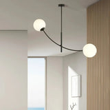 Mooier Thuis - HUNTER 2-lichts hanglamp - Wit glas - Zwart frame hanglamp met ronde bol - 83 cm breed