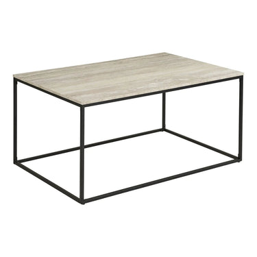 Vita Couchtisch, Travertinoptik, Schwarz/Beige, 90 cm