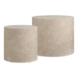 Prague Salontafel 2-delig marmerlook beige - 48 cm breed - Mooier Thuis