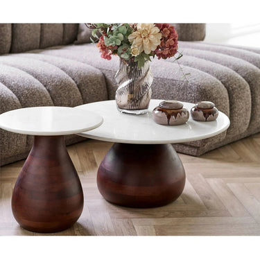 Heide Salontafel mangohout met marmeren blad