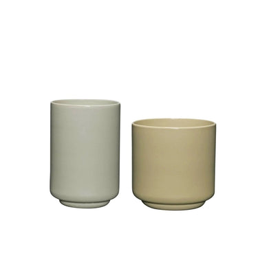 Twee potten lichtgroen/zand (set van 2)