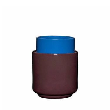 Twee potten bordeaux/blauw (set van 2)