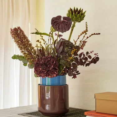 Twee potten bordeaux/blauw (set van 2)