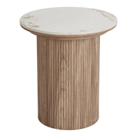 Athens Bijzettafel keramiek wit/bruin Ø45 cm - Mooier Thuis
