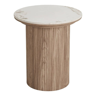 Athens Bijzettafel keramiek wit/bruin Ø45 cm