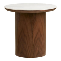 House of Nordic Noli Bijzettafel met keramisch blad - wit/bruin Ø40 cm - Mooier Thuis