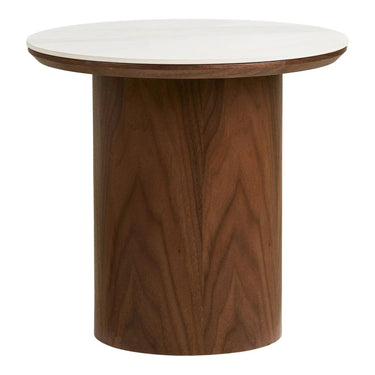 Noli Bijzettafel met keramisch blad - wit/bruin Ø40 cm