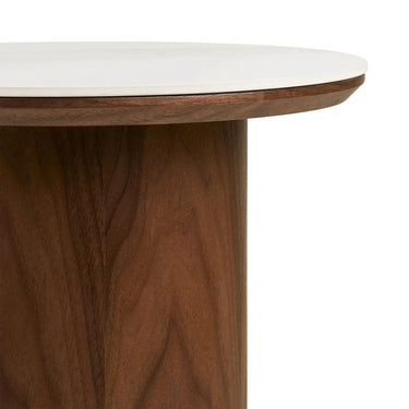 Noli Bijzettafel met keramisch blad - wit/bruin Ø40 cm