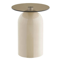 Ravello Bijzettafel van glas beige/grijs Ø40 cm - Mooier Thuis