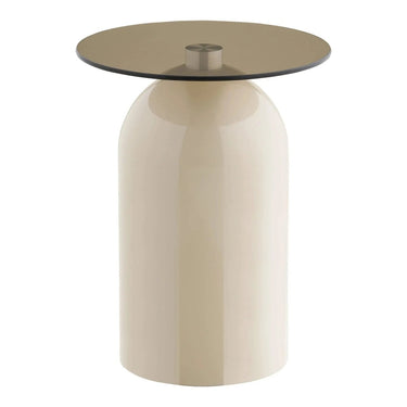 Ravello Bijzettafel van glas beige/grijs Ø40 cm