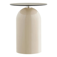 House of Nordic Ravello Bijzettafel van glas beige/grijs Ø40 cm - Mooier Thuis
