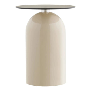 Ravello Bijzettafel van glas beige/grijs Ø40 cm
