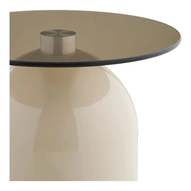 Ravello Bijzettafel van glas beige/grijs Ø40 cm