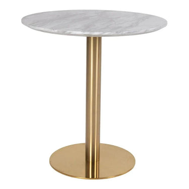 Runder Esstisch Bolzano, Marmoroptik, weiß/messingfarben, Ø70 cm