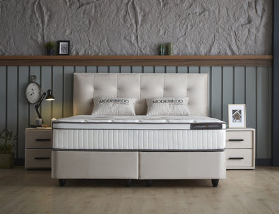 Opbergboxspring Modebedd Beige – 140x200 cm