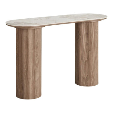 Athens Keramik-Konsolentisch Weiß/Braun 120 cm